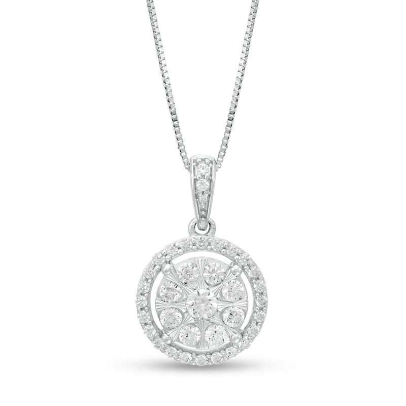 Main Image 1 of 1/2 CT. T.W. Composite Diamond Frame Pendant in 10K White Gold