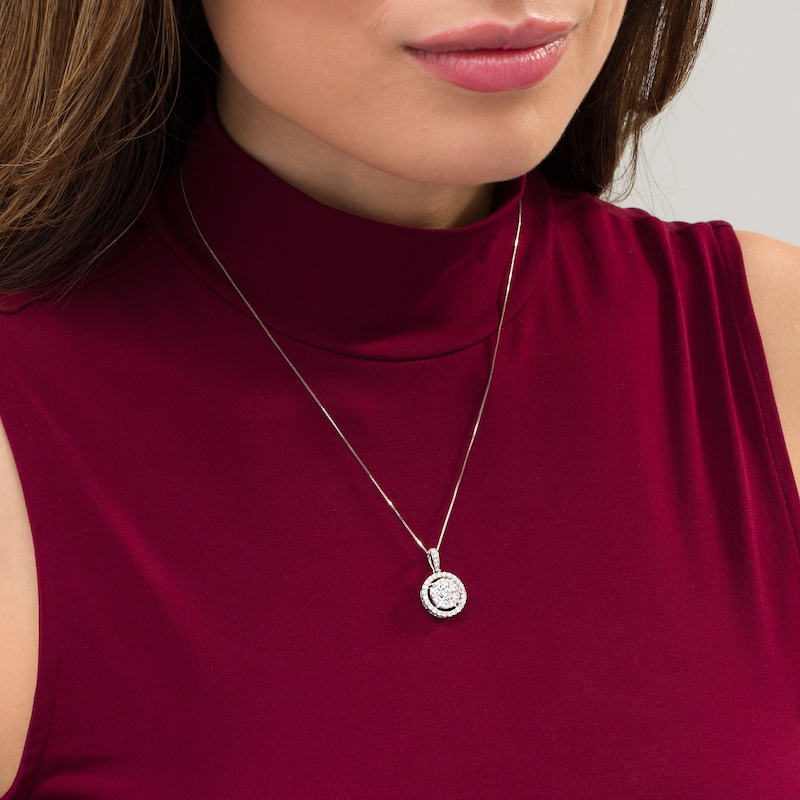 Main Image 2 of 1 CT. T.W. Composite Diamond Frame Pendant in 10K White Gold