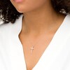 Thumbnail Image 2 of 1/4 CT. T.W. Certified Diamond Cross Pendant in 14K White Gold (H/I1)