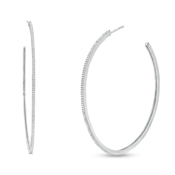1/3 CT. T.w. Diamond Hoop Earrings in 10K White Gold