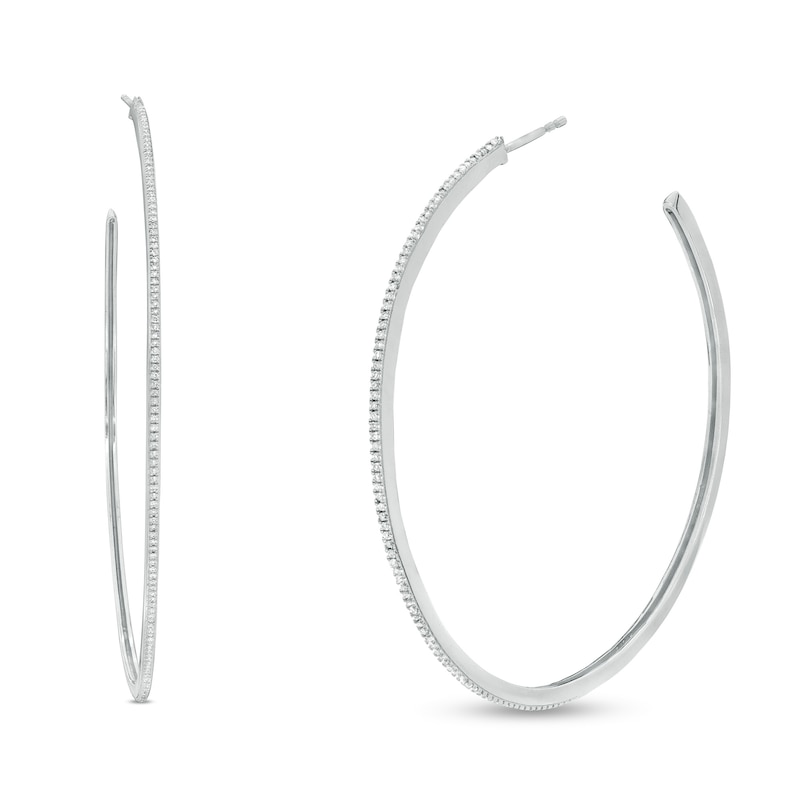 1/3 CT. T.W. Diamond Hoop Earrings in 10K White Gold