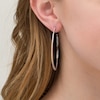 Thumbnail Image 2 of 1/3 CT. T.W. Diamond Hoop Earrings in 10K White Gold