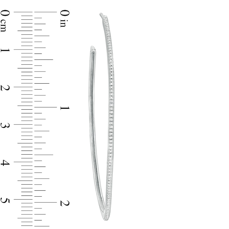 Main Image 3 of 1/3 CT. T.W. Diamond Hoop Earrings in 10K White Gold