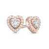 Thumbnail Image 0 of 1/8 CT. T.W. Diamond Heart Frame Stud Earrings in 10K Rose Gold
