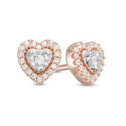 1/8 CT. T.W. Diamond Heart Frame Stud Earrings in 10K Rose Gold