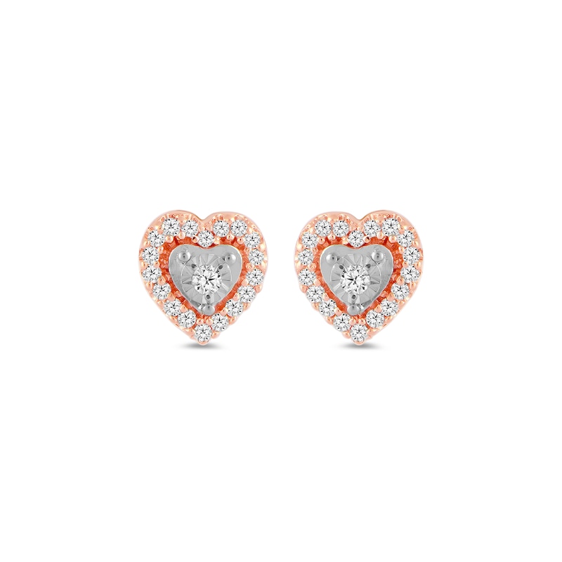 1/8 CT. T.W. Diamond Heart Frame Stud Earrings in 10K Rose Gold