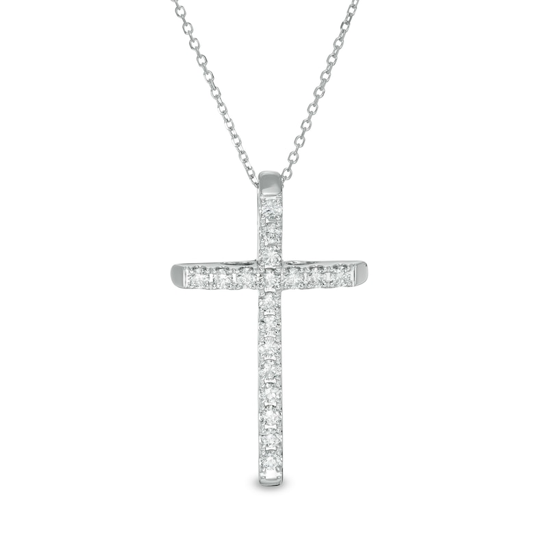 1/2 CT. T.W. Certified Diamond Cross Pendant in 14K White Gold (H/I1)