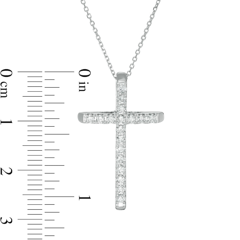 1/2 CT. T.W. Certified Diamond Cross Pendant in 14K White Gold (H/I1)