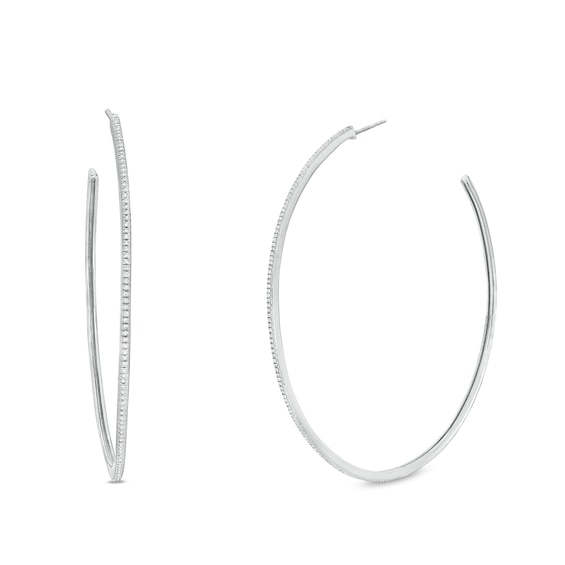 1/2 CT. T.w. Diamond Hoop Earrings in 10K White Gold