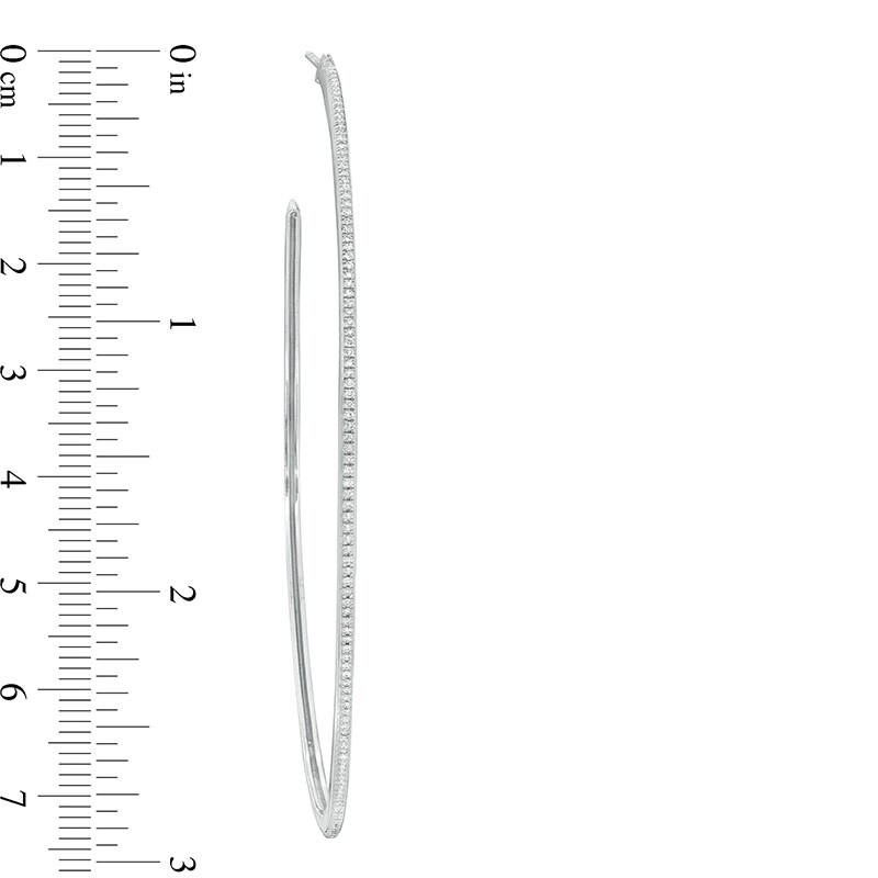 Main Image 3 of 1/2 CT. T.W. Diamond Hoop Earrings in 10K White Gold