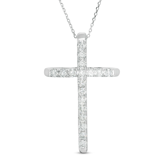 1 CT. T.w. Certified Diamond Cross Pendant in 14K White Gold