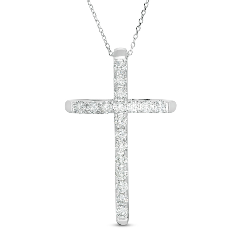 1 CT. T.W. Certified Diamond Cross Pendant in 14K White Gold