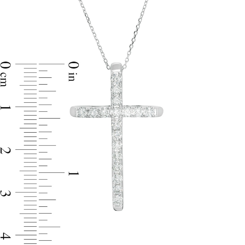 1 CT. T.W. Certified Diamond Cross Pendant in 14K White Gold