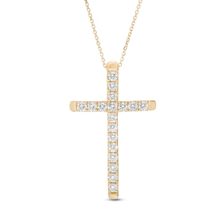 1 CT. T.W. Certified Diamond Cross Pendant in 14K Gold (H/I1)