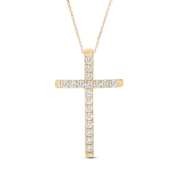 1 CT. T.w. Certified Diamond Cross Pendant in 14K Gold (H/I1)