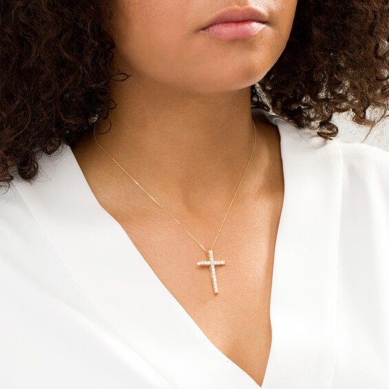 1 CT. T.w. Certified Diamond Cross Pendant in 14K Gold (H/I1)