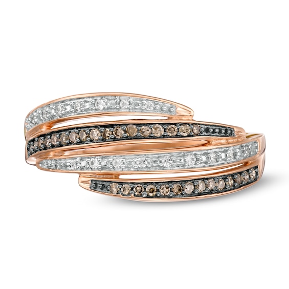 1/5 CT. T.w. Champagne and White Diamond Muti-Row Wrap Ring in 10K Rose Gold