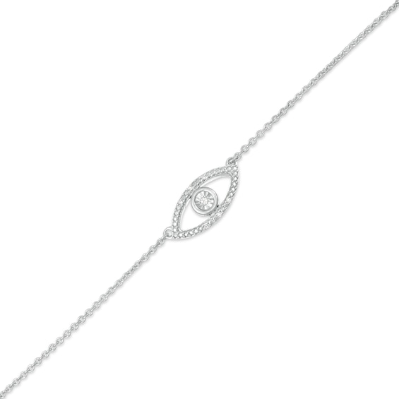 Diamond Accent Evil Eye Anklet in Sterling Silver - 10"