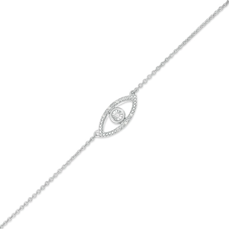 Main Image 1 of Diamond Accent Evil Eye Anklet in Sterling Silver - 10"
