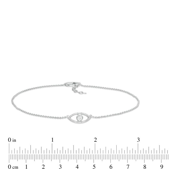 Diamond Accent Evil Eye Anklet in Sterling Silver - 10"
