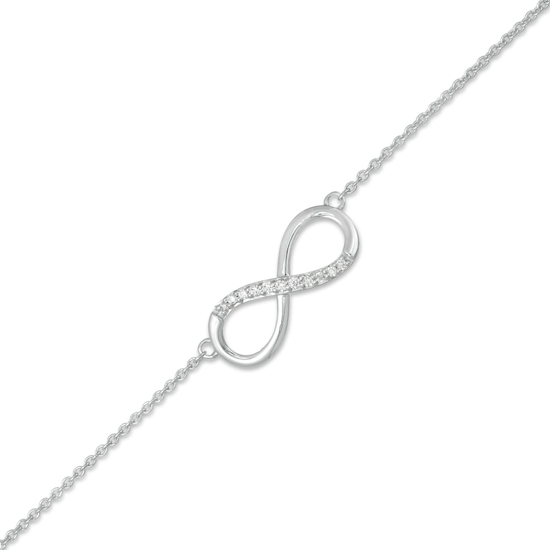Main Image 1 of 1/20 CT. T.W. Diamond Infinity Anklet in Sterling Silver - 10"