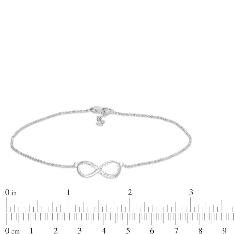 1/20 CT. T.W. Diamond Infinity Anklet in Sterling Silver - 10"
