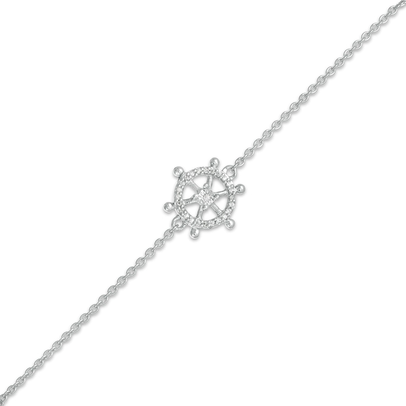 Main Image 1 of 1/20 CT. T.W. Diamond Helm Anklet in Sterling Silver - 10"
