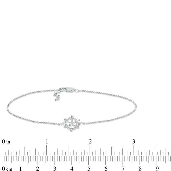 1/20 CT. T.w. Diamond Helm Anklet in Sterling Silver - 10"