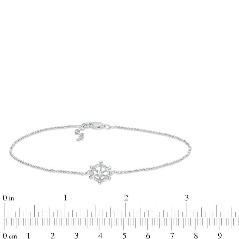 Main Image 3 of 1/20 CT. T.W. Diamond Helm Anklet in Sterling Silver - 10"