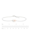 Thumbnail Image 1 of 1/20 CT. T.W. Diamond Interlocking Hearts Anklet in Sterling Silver and 10K Rose Gold - 10"