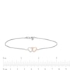 Thumbnail Image 2 of 1/20 CT. T.W. Diamond Interlocking Hearts Anklet in Sterling Silver and 10K Rose Gold - 10"