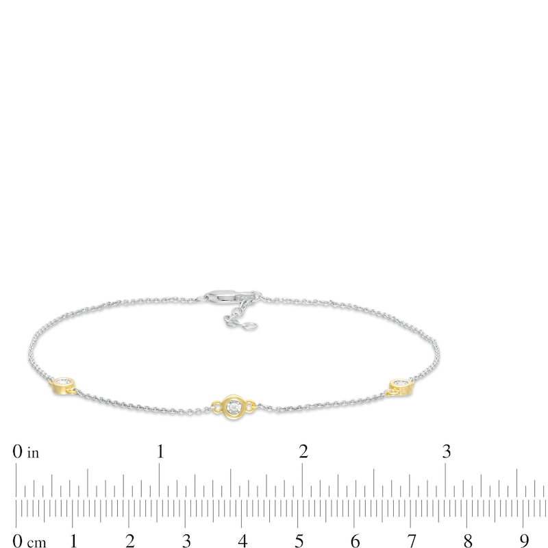 Main Image 3 of Diamond Accent Station Anklet in Sterling Silver and 10K Gold - 10"