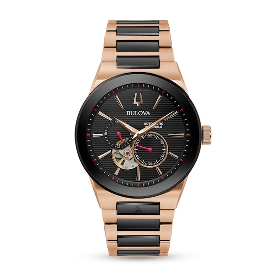 Bulova Latin GrammyÂ® Automatic Two-Tone IP Watch with Black Dial (Model: 98A236)