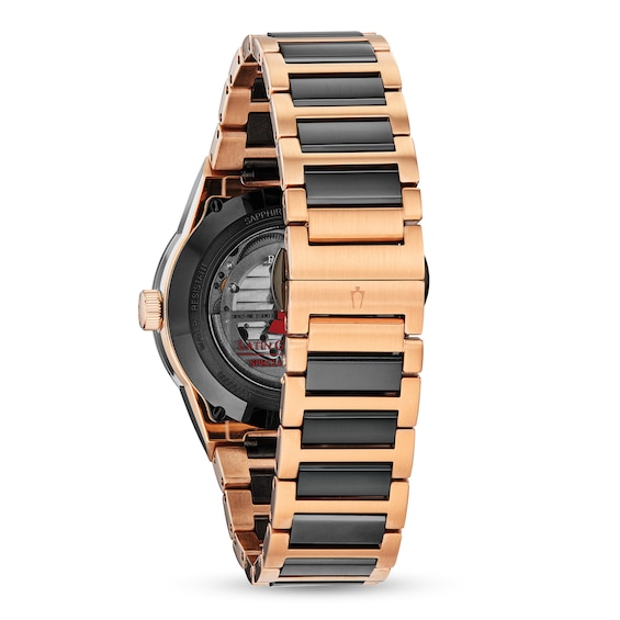 Bulova Latin GrammyÂ® Automatic Two-Tone IP Watch with Black Dial (Model: 98A236)