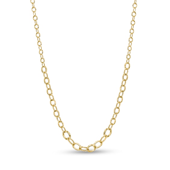 Made in Italy Graduated Diamond-Cut Cable Chain Necklace in Hollow 10K Gold - 18"