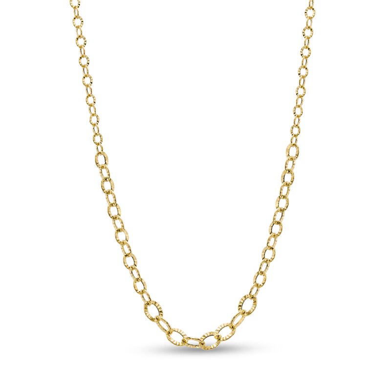 Main Image 1 of Made in Italy Graduated Diamond-Cut Cable Chain Necklace in Hollow 10K Gold - 18"