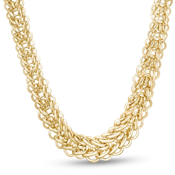 Graduated Woven Multi-Row Link Chain Necklace in 10K Gold - 18"