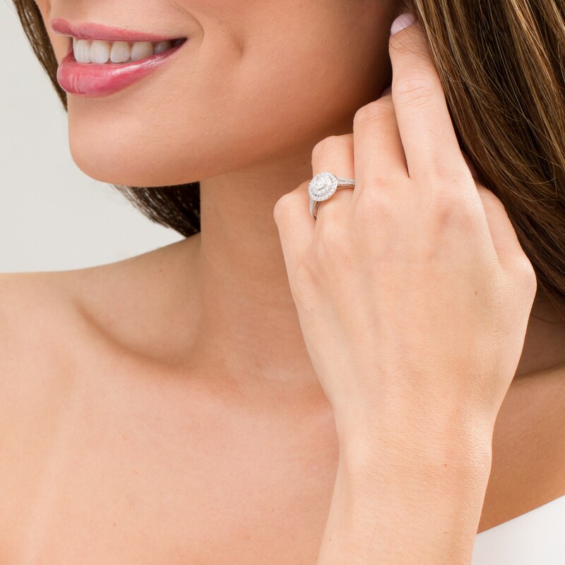 Main Image 2 of 1/2 CT. T.W. Diamond Double Frame Engagement Ring in 10K White Gold