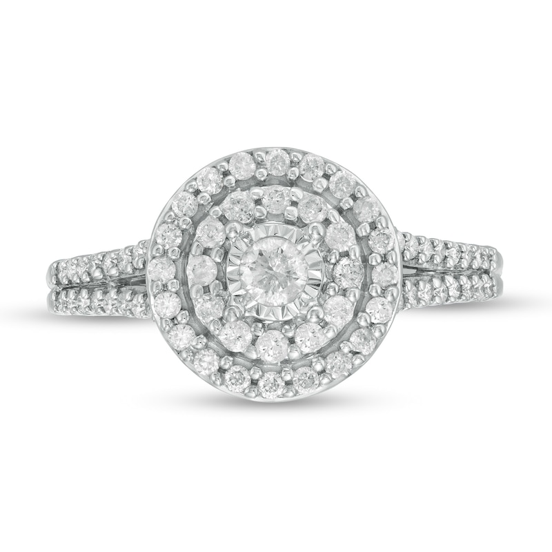 Main Image 4 of 1/2 CT. T.W. Diamond Double Frame Engagement Ring in 10K White Gold