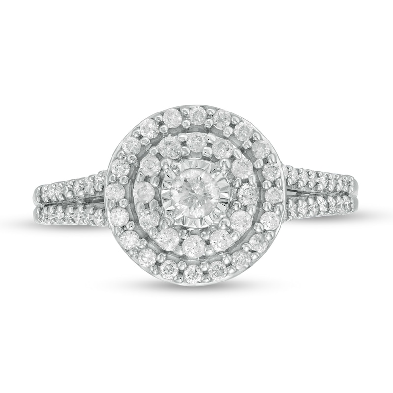 1/2 CT. T.W. Diamond Double Frame Engagement Ring in 10K White Gold