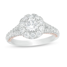 Zales Private Collection 1-1/2 CT. T.W. Certified Colorless Diamond Frame Engagement Ring in 14K Two-Tone Gold (F/I1)