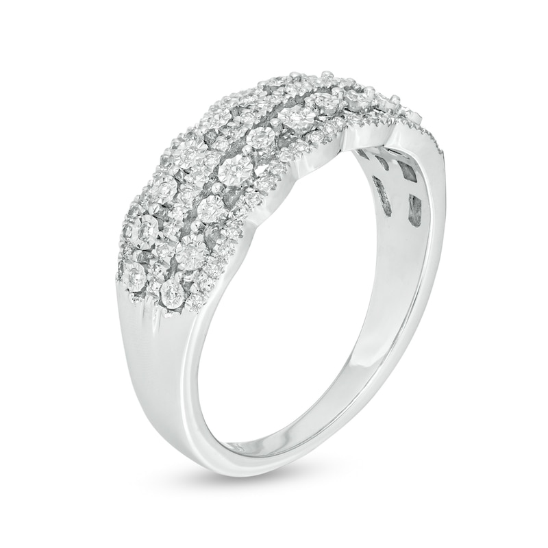 1/4 CT. T.W Diamond Scallop-Edged Multi-Row Anniversary Ring in 10K White Gold