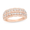 Thumbnail Image 1 of 1/4 CT. T.W Diamond Scallop-Edged Multi-Row Anniversary Ring in 10K Rose Gold