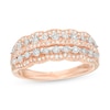 Thumbnail Image 0 of 1/4 CT. T.W Diamond Scallop-Edged Multi-Row Anniversary Ring in 10K Rose Gold