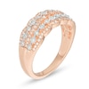 Thumbnail Image 2 of 1/4 CT. T.W Diamond Scallop-Edged Multi-Row Anniversary Ring in 10K Rose Gold