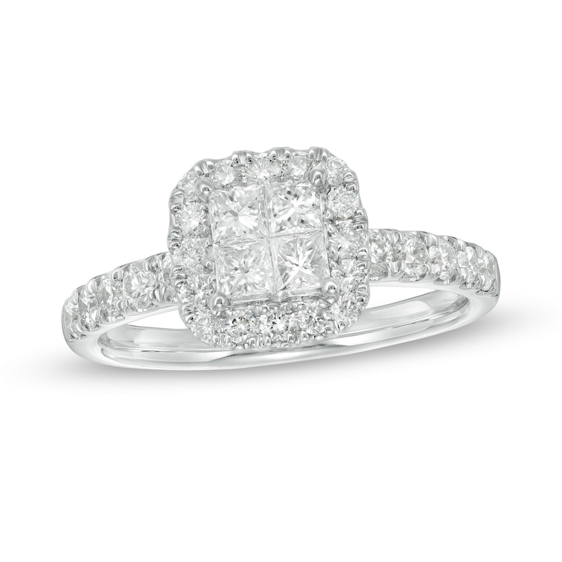 Main Image 1 of 1 CT. T.W. Quad Princess-Cut Diamond Frame Engagement Ring in 14K White Gold