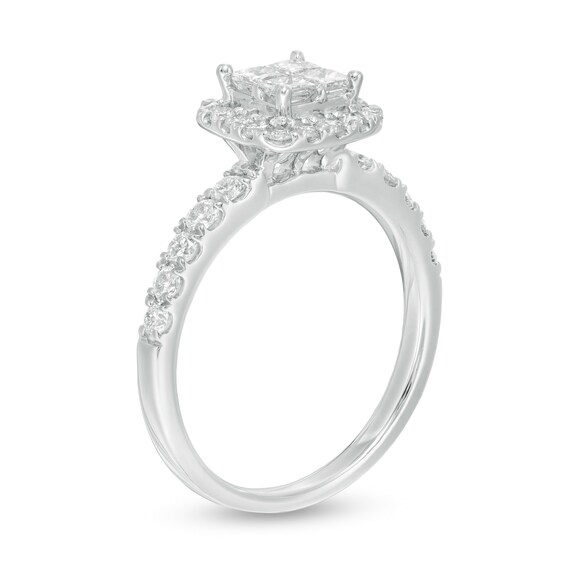 1 CT. T.w. Quad Princess-Cut Diamond Frame Engagement Ring in 14K White Gold