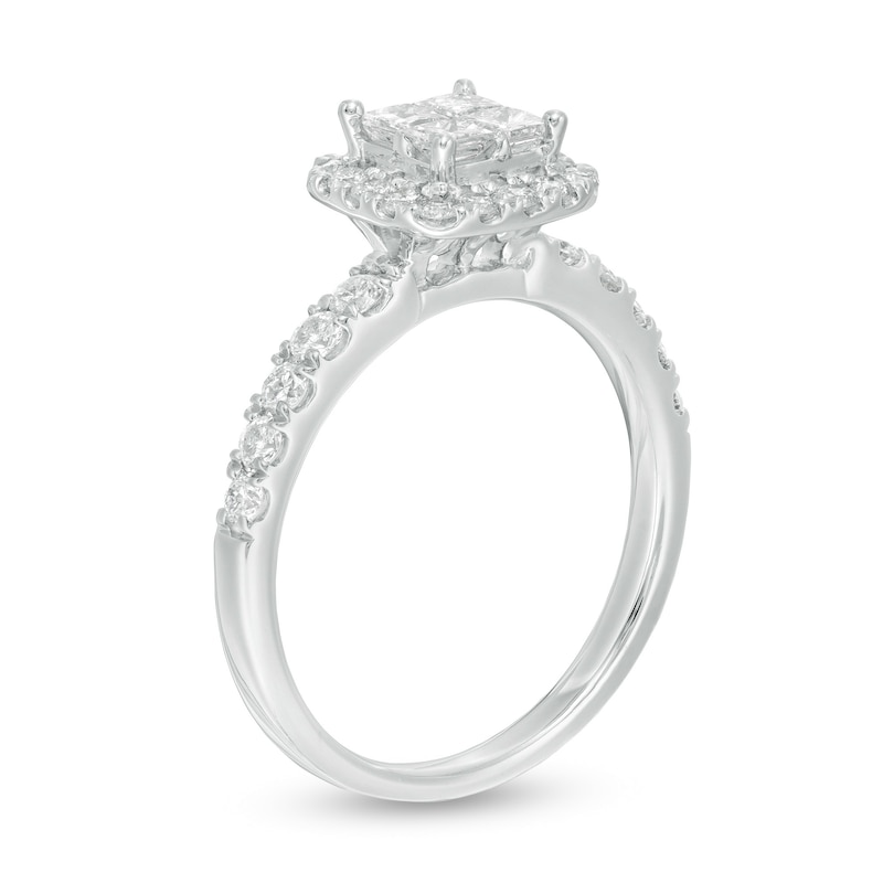 Main Image 3 of 1 CT. T.W. Quad Princess-Cut Diamond Frame Engagement Ring in 14K White Gold