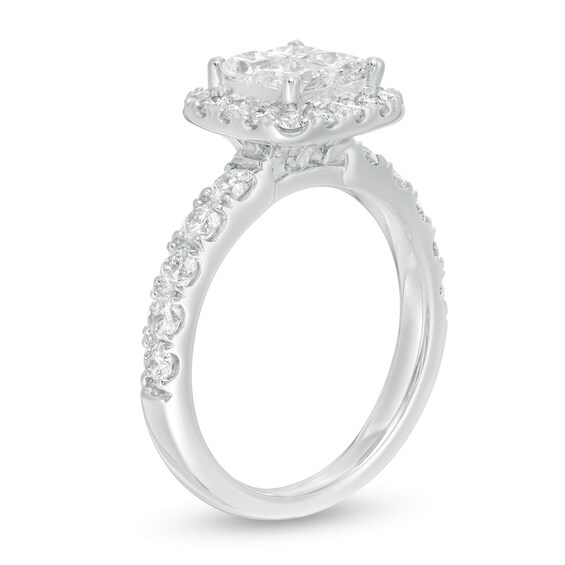 1-7/8 CT. T.w. Quad Princess-Cut Diamond Cushion Frame Engagement Ring in 14K White Gold