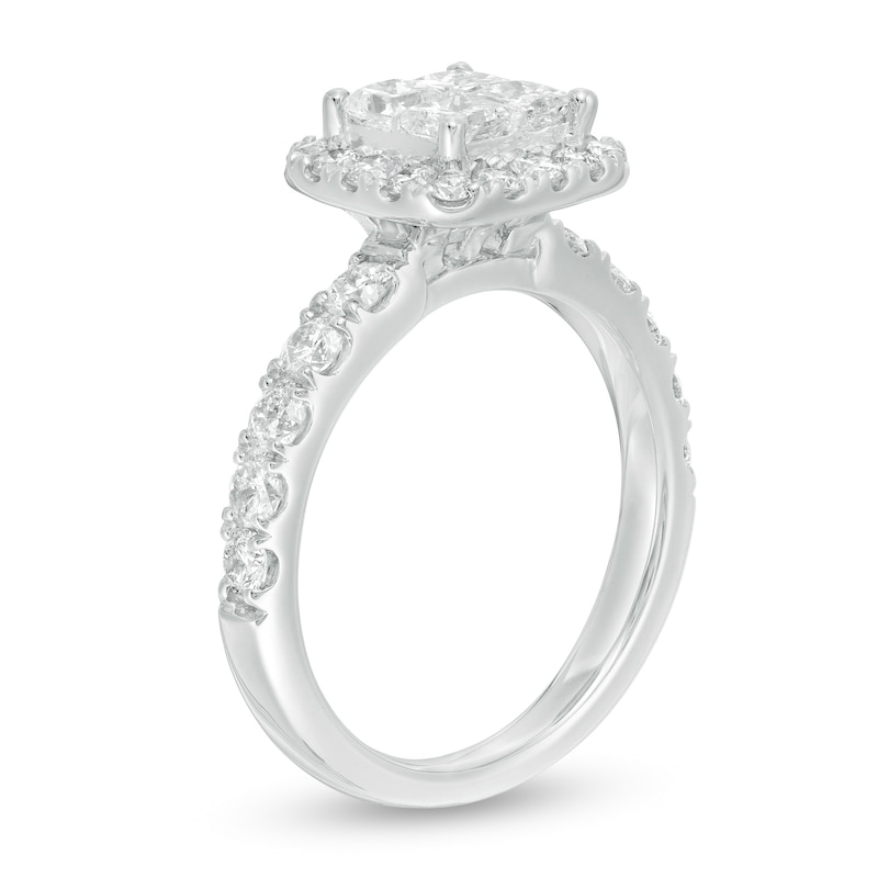 1-7/8 CT. T.W. Quad Princess-Cut Diamond Cushion Frame Engagement Ring in 14K White Gold
